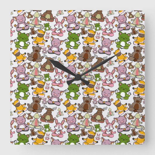 Horloge Carrée Yoga pose motif | Yoga sans couture motif 58 (Recto)
