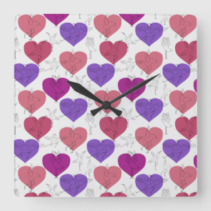 Horloge Carrée Yoga poses pattern   Yoga seamless pattern 3