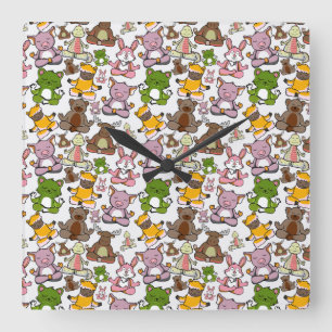 Horloge Carrée Yoga poses pattern   Yoga seamless pattern 58