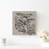 Horloge Carrée Yorkshire Terrier art quand tout échoue (Maison)