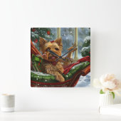 Horloge Carrée Yorkshire Terrier Chien Fête de Noël (Maison)