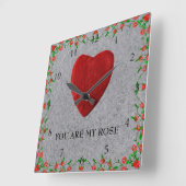Horloge Carrée You are my rose (Angle)