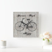 Horloge Carrée You Plus Bicycle Equals Happy Antique (Maison)