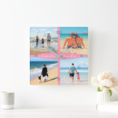 Horloge Carrée Your 4 Photo Collage Family Love Personalized Text (Maison)