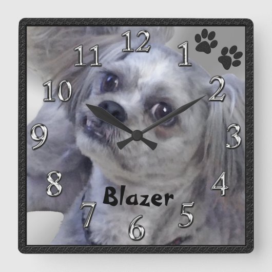 Horloge Carrée Your Doggy PHOTO et NAME Personalized Clock (Recto)