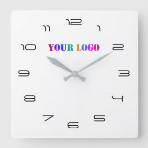 Horloge Carrée Your Logo Business Office Personalized Number