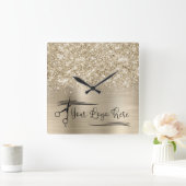 Horloge Carrée Your Logo Glittery Pale Gold Glam (Maison)