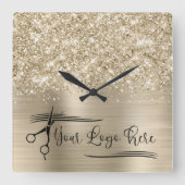 Horloge Carrée Your Logo Glittery Pale Gold Glam (Recto)