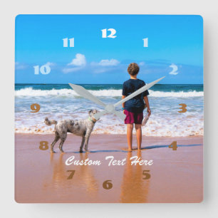 Horloge Carrée Your Own Design Photo Text