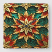 Horloge Carrée Yuletide Opulence : Threads dorés de Noël (Recto)