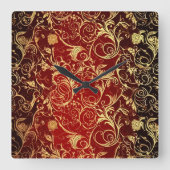 Horloge Carrée Yuletide Opulence : Threads dorés de Noël (Recto)