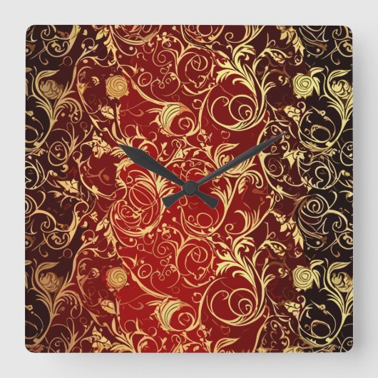 Horloge Carrée Yuletide Opulence : Threads dorés de Noël (Recto)