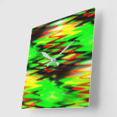 Horloge Carrée Zag abstrait à fermeture éclair vert et rouge (Angle)