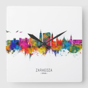 Horloge Carrée Zaragoza Espagne Toits