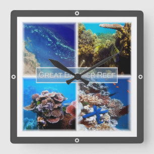 Horloge Carrée zAU011 THE GREAT BARRIER REEF, Australie,