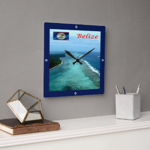 Horloge Carrée zBZ005 BELIZE Barrier Reef, Amérique,