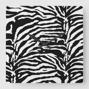 Horloge Carrée Zebra Camouflage Motif artistique noir et blanc