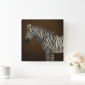 Horloge Carrée Zebra Illustration Exotic Wildlife Square (Maison)