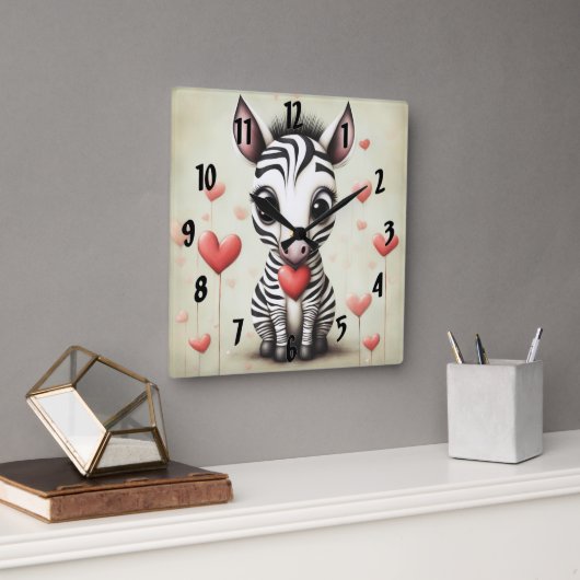 Horloge Carrée Zebra Love 1 (Bureau)