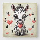 Horloge Carrée Zebra Love 1 (Recto)