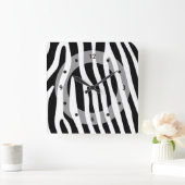 Horloge Carrée Zebra stripes pattern black & white + your ideas (Maison)
