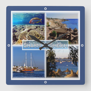 Horloge Carrée zEG063 SHARM EL SHEIK en mer Rouge, EGYPTE,