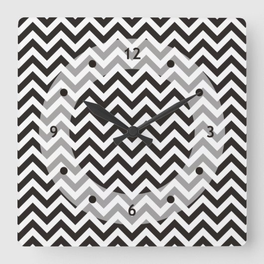Horloge Carrée ZIGZAG pattern - black + your background & ideas (Recto)