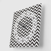 Horloge Carrée ZIGZAG pattern - black + your background & ideas (Angle)