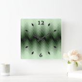 Horloge Carrée Zigzag vert foncé et menthe. lancer l'oreiller (Maison)