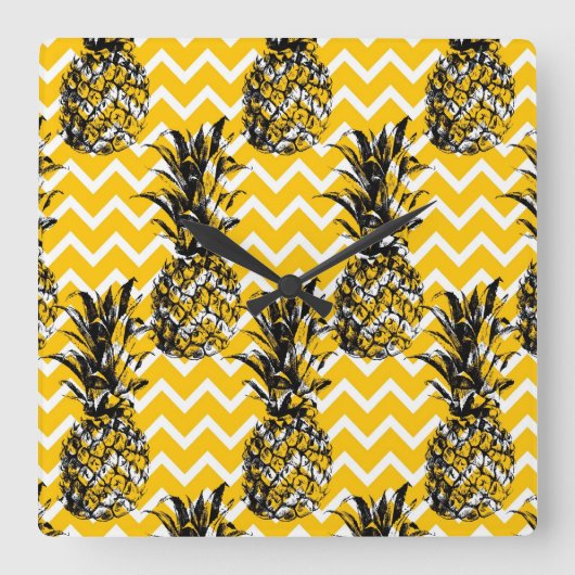 Horloge Carrée Zigzags ananas (Recto)