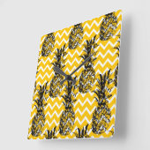 Horloge Carrée Zigzags ananas (Angle)