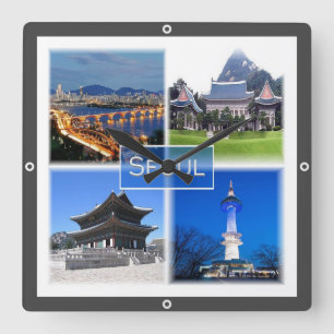Horloge Carrée zKR003 SEOUL, Corée du Sud ROK, Asie,