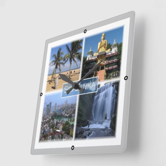 Horloge Carrée zLK004 SRI LANKA mosaïque, Asie, (Angle)