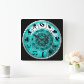 Horloge Carrée Zodiac ~ Signes astrologiques ~ Horoscope ~ (Maison)
