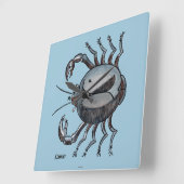 Horloge Carrée Zodiaque : Cancer en couleurs (Angle)