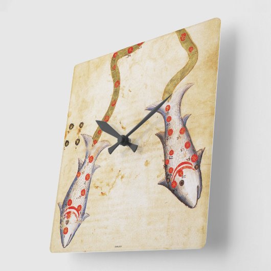 Horloge Carrée Zodiaque: Pisces, C1350 (Angle)