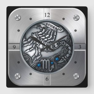 Horloge Carrée Zodiaque ~ Scorpio ~ Céleste ~ Astrologie occident