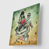 Horloge Carrée Zombie Love (Angle)