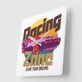 Horloge Carrée Zone de course moteurs futuristes cyber coucher de (Angle)