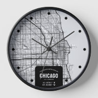 Horloge Carte de la ville de Chicago, Illinois