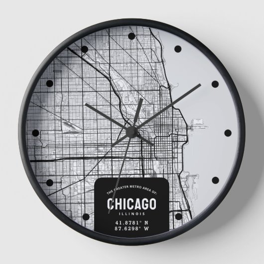 Horloge Carte de la ville de Chicago, Illinois (Recto)