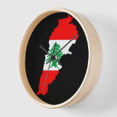 Horloge Carte du Liban avec drapeau (Angle)