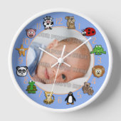 Horloge Cartoon Critters Kids and Babies Custom Blue (Recto)
