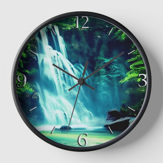Horloge Cascade serène en bleu pâle et vert (Recto)