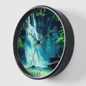 Horloge Cascade serène en bleu pâle et vert (Angle)