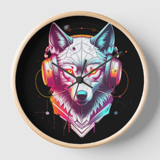 Horloge Casque Neon Cyber Wolf Y2K