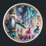 Horloge Casse-noisette Ballet Aquarelle Noël Ballerina<br><div class="desc">Nutcracker Ballet Aquarelle Noël Ballerina Festive Mur Horloges de Fêtes dispose d'un ballet traditionnel de Noël avec une ballerine et un craquelin. Parfait pour les cadeaux de Noël, le décor de Noël, les fêtes de fin d'année et plus encore. Créé par Evco Studio www.zazzle.com/store/evcostudio</div>