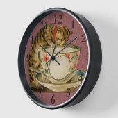 Horloge Cat Teacup Cute Vintage Victorien (Angle)