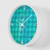 Horloge Cercles modernes du milieu du siècle, turquoise et (Angle)