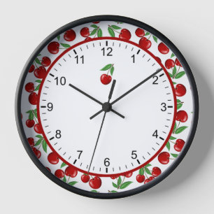Horloge Cerises Rouges Graphisme Rétro Cadre